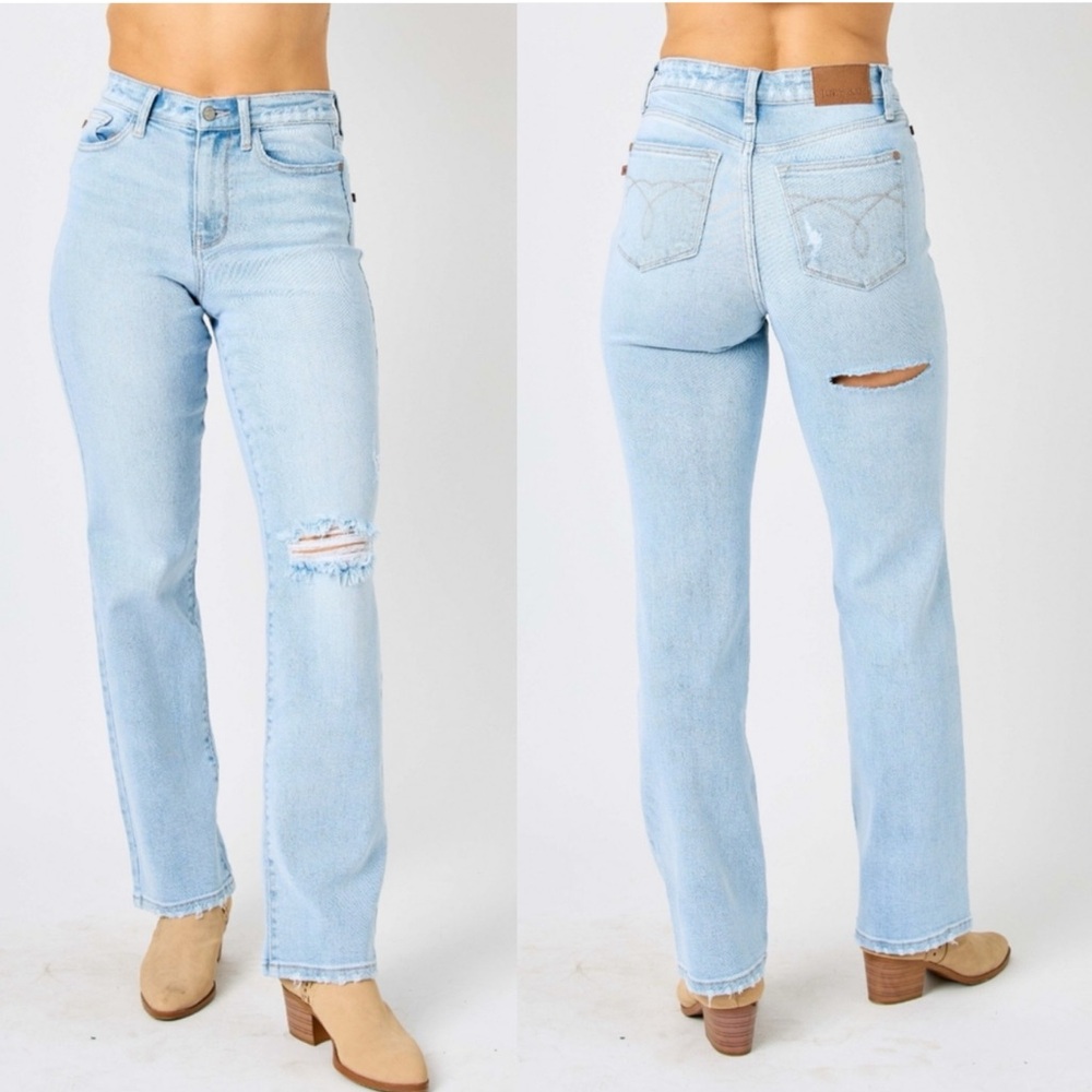 Judy Blue High Waist Distressed Straight Jeans